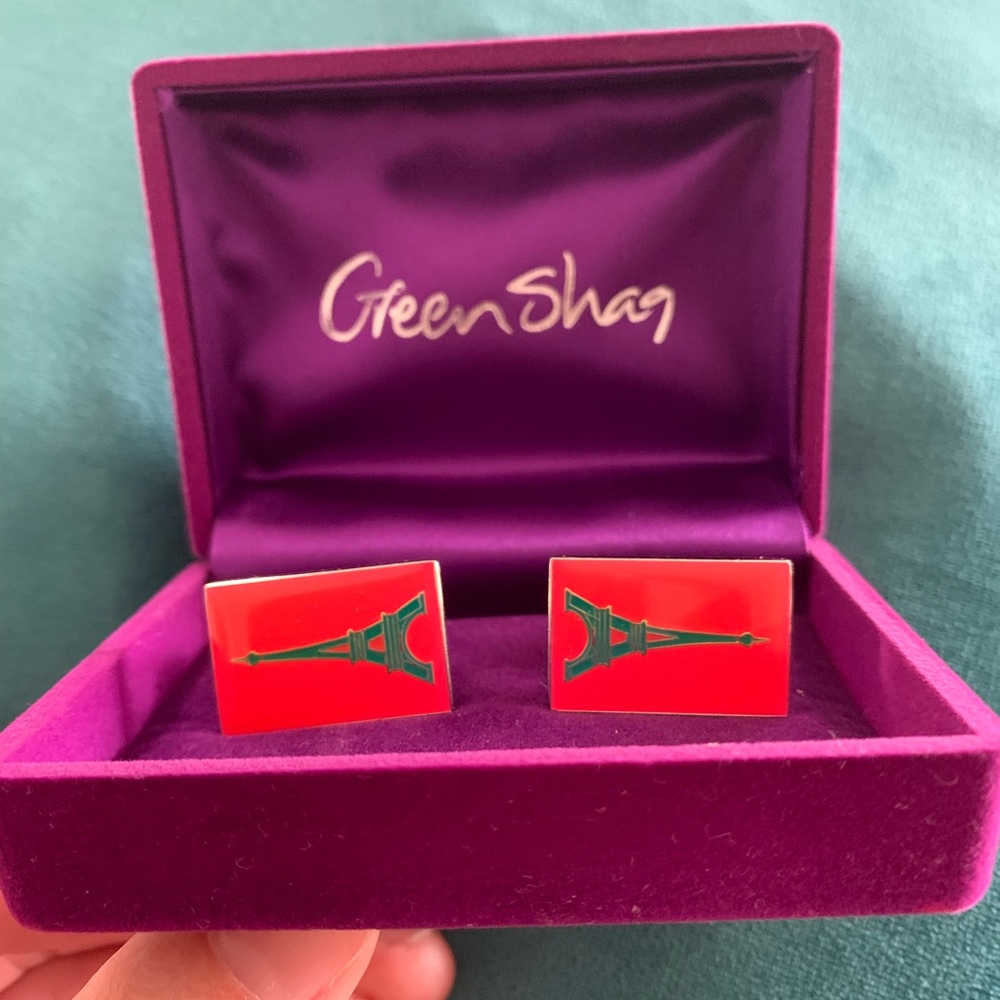 Hot Pink Eiffel Tower Cufflinks